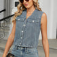 V-Neck Button Down Denim Vest