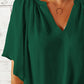 Ruched Notched Half Sleeve Blouse