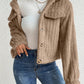 Fuzzy Button Up Collared Neck Jacket