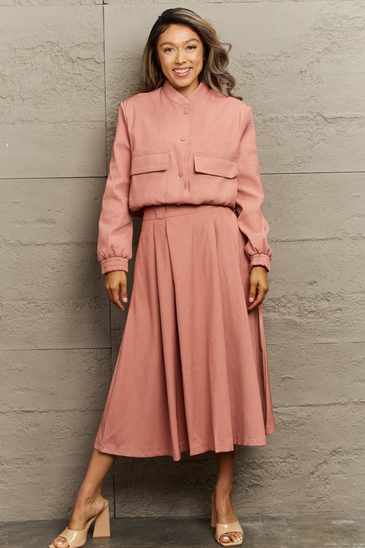 Maxi Jacket and Midi Skirt Set