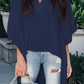 High-Low Notched Half Sleeve Blouse