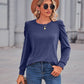 Heathered Puff Sleeve Round Neck Tunic Top