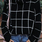 Angel Wings Plaid Turtleneck Drop Shoulder Sweater