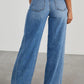 Raw Hem Wide Leg Jeans with Pockets