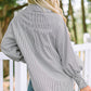 Striped Lantern Sleeve Collared Shirt