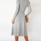 Round Neck Long Sleeve Tie Waist Sweater Dress