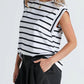 Striped Round Neck Cap Sleeve T-Shirt