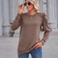 Heathered Puff Sleeve Round Neck Tunic Top