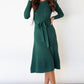 Round Neck Long Sleeve Tie Waist Sweater Dress