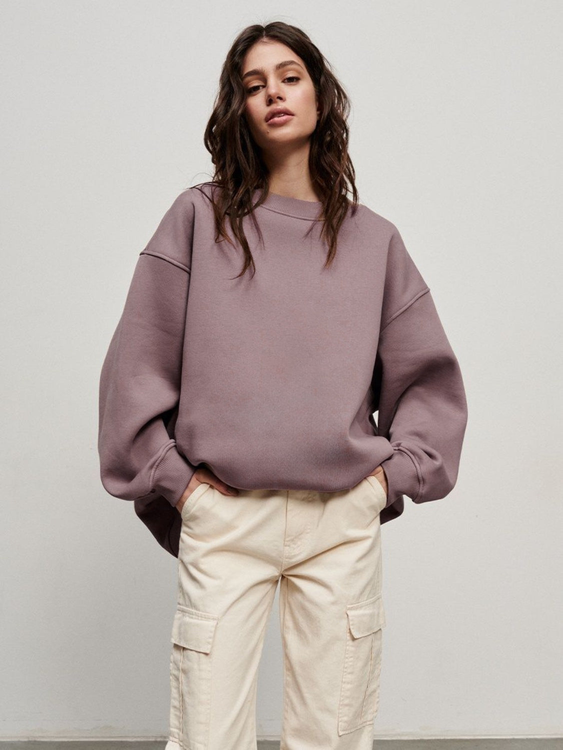 Round Neck Dropped Shoulder Sweatshirt