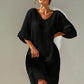 Slit V-Neck Flounce Sleeve Cover-Up