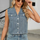 V-Neck Button Down Denim Vest