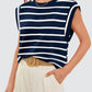 Striped Round Neck Cap Sleeve T-Shirt