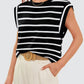 Striped Round Neck Cap Sleeve T-Shirt