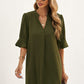 Puff Sleeve Notched Mini Shift Dress