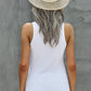 Notched Neck Ribbed Tank Top