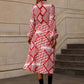 Printed Long Sleeve Midi Dress