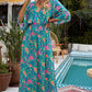 Floral Three-Quarter Sleeve V-Neck Dress