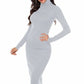 Ribbed Turtleneck Long Sleeve Dress
