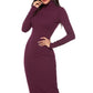 Ribbed Turtleneck Long Sleeve Dress