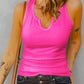Notched Neck Ribbed Tank Top