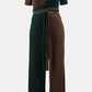 Two-Tone Tie Front Top and Pants Set with Pockets