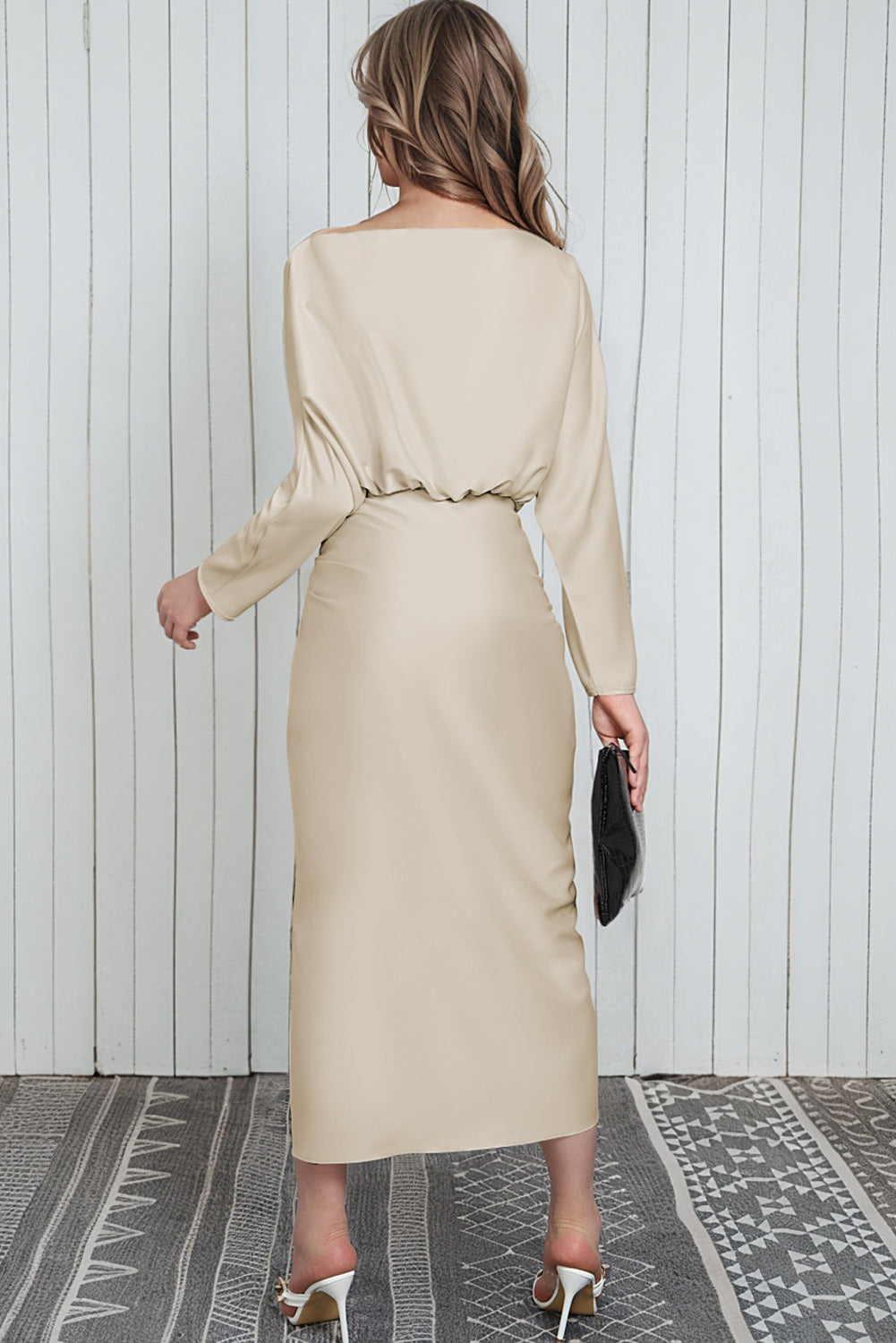 Megean Bateau Neck Midi Dress