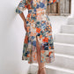 Plus Size Floral Three-Quarter Sleeve Tiered Dress