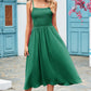 Smocked Spaghetti Strap Midi Dress