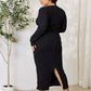 Bestie Ribbed Long Sleeve Midi Slit Dress