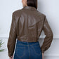 Zip Up Collared Neck Cropped Jacket