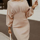 Round Neck Lantern Sleeve Dress