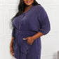 White Birch Full SIze Play It Cool Three-Quarter Sleeve Romper in Blueberry
