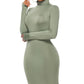 Mock Neck Long Sleeve Maxi Slim Dress
