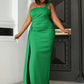 Ruched One-Shoulder Split Formal Dress