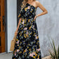 Printed One-Shoulder Tie Belt Maxi Dress