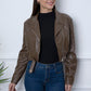 Zip Up Collared Neck Cropped Jacket