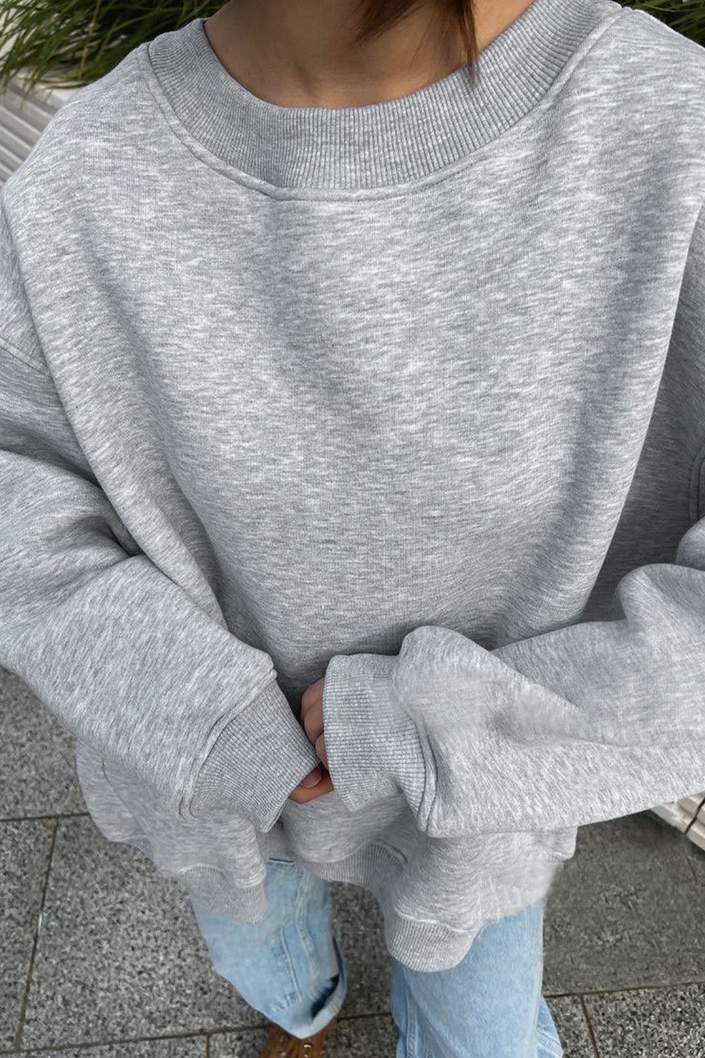 Round Neck Dropped Shoulder Sweatshirt