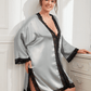 Plus Size Contrast Spliced Lace Deep V Slit Night Dress