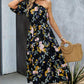 Printed One-Shoulder Tie Belt Maxi Dress