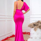 Asymmetrical Gathered Detail Backless Dress
