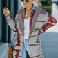 Geometric Open Front Pocketed Cardigan