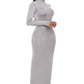Mock Neck Long Sleeve Maxi Slim Dress