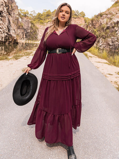 Merlot Sheer Tier Maxi Dress