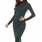 Ribbed Turtleneck Long Sleeve Dress