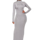 Mock Neck Long Sleeve Maxi Slim Dress