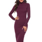 Ribbed Turtleneck Long Sleeve Dress