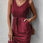 V-Neck Curved Hem Sleeveless Dress