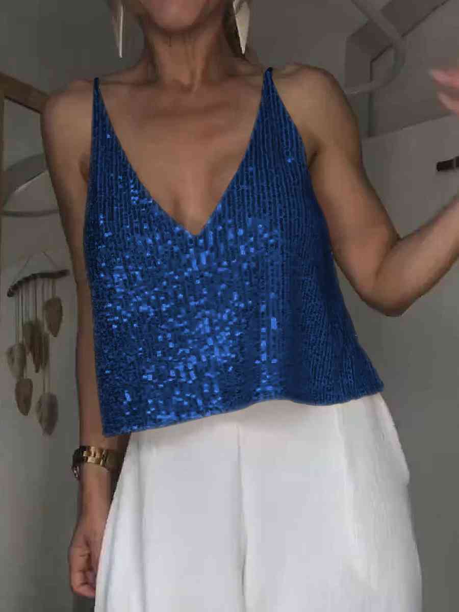Sequin Deep V Tank