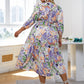 Plus Size Floral Three-Quarter Sleeve Tiered Dress